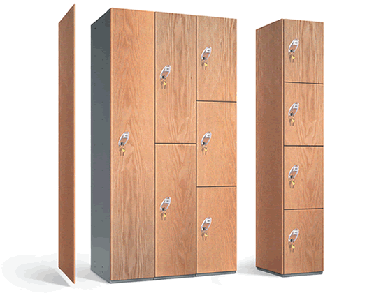 Probe Timber Faced lockers - The range of timber faced Probe lockers consists of 1,2,3 and 4 compartment lockers. All lockers are manufactured with a steel carcass and can be fitted with timber faced end panels.